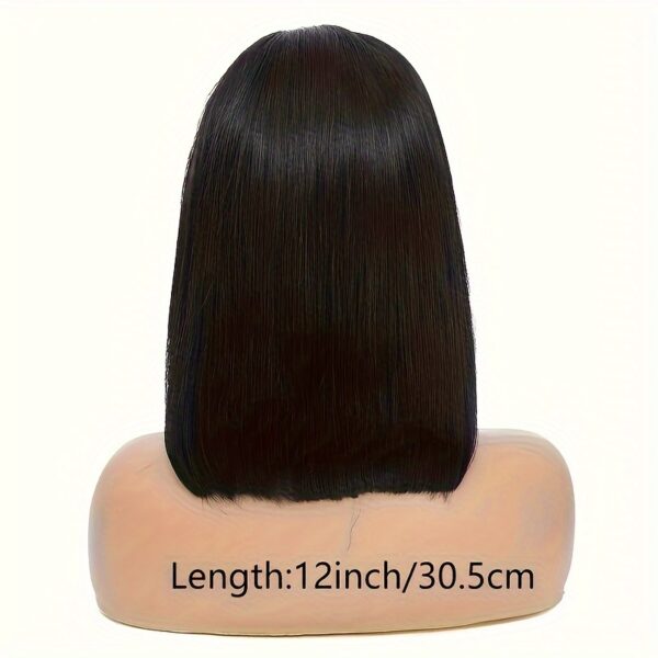 Elegant Bob Wig with Bangs, 100% Human Hair, 20.32-35.56cm Straight, Rose Net Cap, 150% Density, Women'S Hairpiece, No Lace, Easy Install