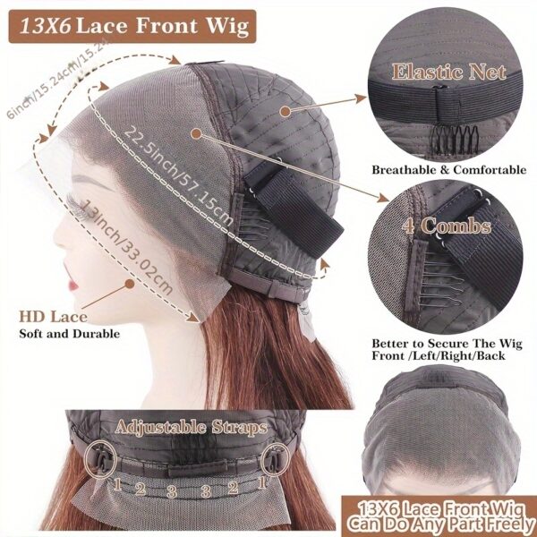 Luxurious Reddish Brown Body Wave Lace Front Wig - 13x6 Glueless Human Hair, 150% Density, Pre-Plucked with Baby Hair for Women, Natural Look, Comfortable Fit, Perfect for Everyday or Special Occasions, Comfortable Hairpiece | Voluminous Wig Style | Silky