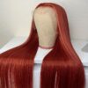 13x4 Reddish Brown Straight Human Hair Wig - Transparent Lace Front, Pre-Plucked, 150% Density, #33 Shade for Women, Elegant Style for All Ethnicities