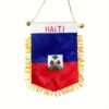 Haiti National Flag - Double-Sided, Fringed Hanging Banner with Suction Cup for Car Rearview Mirror & Window Decor, Durable Polyester, 14.99x9.91 cm