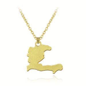 6d9da571a0191e026414bf27e4d41051.jpg 1pc Haiti Map Necklace - gold plated Plated Irregular-Shaped Pendant with Blue & Red Haiti Colors, Golden-Tone Chain - Travel Souvenir, Cultural Gift for Haitians, Birthday/Anniversary Present - Durable Everyday Jewelry with Detailed Map Outline & Haitian