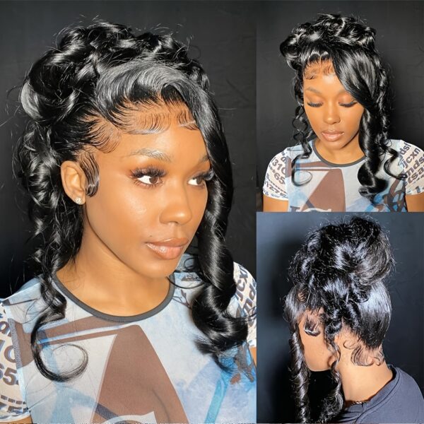 Elegant Body Wave 360 Lace Front Wigs for Women, Pre-Plucked Transparent Lace Frontal, Can Make High Ponytail and Bun, 150% Density Human Hair Wig