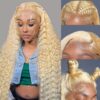 SISIFIRE 71.12cm 613 Blonde Deep Wave Lace Front Wig - 13x4 HD Lace, 200% Density Pre-Plucked Hairline Natural Look for Women, Elegant Curly Wig for All Ethnicities, Lace Wig, Versatile Hairpiece, Stylish Hairpiece, Protective Hairstyle, Beauty Accessory