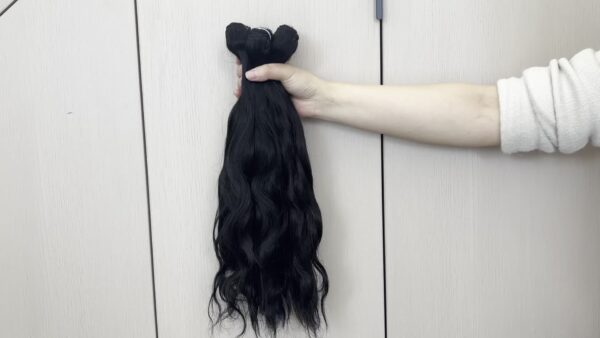 KIMO BEAUTY 4 Bundles Human Hair Extensions Virgin Hair Unprocessed Natural Black/Blonde/Red/Brown Waves (4 Colors Available) - 100% for Women, Clip-In/Ring/Rod/Sew-In, Volume & Length, No Chemicals, Multi-Texture Bundles