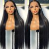 Women'S Brazilian Straight Human Hair Wig - Natural Black, Density, Pre-Plucked Frontal Hairline, HD Lace Front (13x4), Ultra-Thin Hairline, No Bulk, Everyday & Special Events, Real Remy Human Hair Wig for Natural Look & Fullness, Versatile Hairpiece, Sle