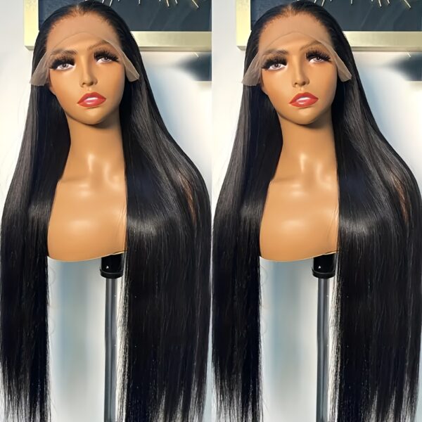 Women'S Brazilian Straight Human Hair Wig - Natural Black, Density, Pre-Plucked Frontal Hairline, HD Lace Front (13x4), Ultra-Thin Hairline, No Bulk, Everyday & Special Events, Real Remy Human Hair Wig for Natural Look & Fullness, Versatile Hairpiece, Sle