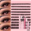 740/200pcs DIY Lash Clusters Eyelash Extension Kit, 2-in-1 Lash Bond, Tweezers, Glue Remover, Lash Brush, 30D+40D+50D 9-16mm Mix Lash Clusters for Beginner DIY At Home And Reusable for Daily Wear & Party & Halloween & Christmas