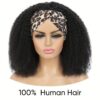 Afro Kinky Curly Human Hair Headband Wig for - 150% Density Brazilian Remy Hair, 100% Machine-Made Rose Net Cap, Natural Look & Versatile Styling for All Ethnicities, Hair Wig