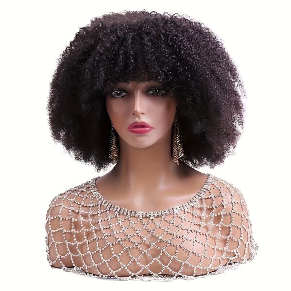Big Curly Wig with Bangs Human Hair Afro Kinky Curly Wigs with Bangs 250% Density Brazilian Remy Human Hair Full Machine Made Wigs