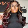 8746b6cfa3257a94279c5cad29d73e3e.jpg Women'S Brazilian Remy Human Hair Wig - Natural Look Body Wave with Red Highlights, Pre-Plucked Frontal Hairline, Density, Transparent Lace Front (13x4) - for Parties, Work, Everyday - Blonde Red Hair - Perfect Gift for Halloween, Birthdays, Anniversaries