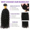 3 Bundles Natural Black/ Dark Brown Kinky Curly Human Hair - Voluminous Waves & Defined Curls, Heavy Duty Wefts for Women's Hair Extensions, Virgin/Non-Virgin Hair, Suitable for All Beige Tones (Natural Brown/Blonde/Red Highlights), Easy to Style with Hea