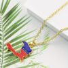 1pc Haiti Map Necklace - gold plated Plated Irregular-Shaped Pendant with Blue & Red Haiti Colors, Golden-Tone Chain - Travel Souvenir, Cultural Gift for Haitians, Birthday/Anniversary Present - Durable Everyday Jewelry with Detailed Map Outline & Haitian