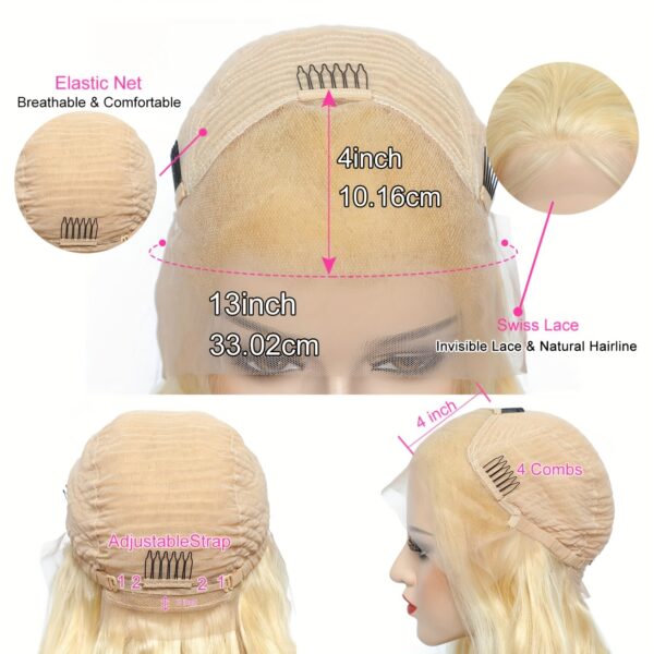 SISIFIRE 71.12cm 613 Blonde Deep Wave Lace Front Wig - 13x4 HD Lace, 200% Density Pre-Plucked Hairline Natural Look for Women, Elegant Curly Wig for All Ethnicities, Lace Wig, Versatile Hairpiece, Stylish Hairpiece, Protective Hairstyle, Beauty Accessory