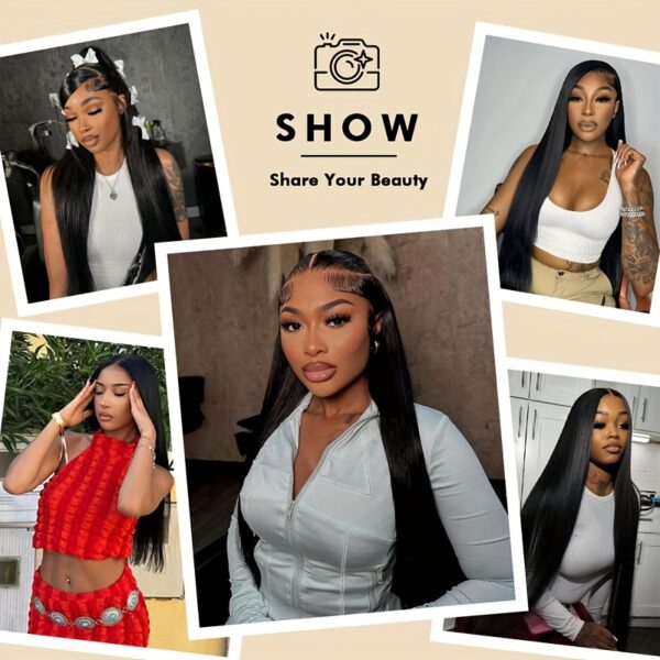 Women'S Brazilian Straight Human Hair Wig - Natural Black, Density, Pre-Plucked Frontal Hairline, HD Lace Front (13x4), Ultra-Thin Hairline, No Bulk, Everyday & Special Events, Real Remy Human Hair Wig for Natural Look & Fullness, Versatile Hairpiece, Sle