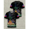 Haiti Men's T-shirts Casual Loose Round Neck Haitian Flag Short Sleeved Tops Tees Men's Clothing Oversized T shirts Streetwear