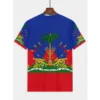 Haiti Men's T-shirts Casual Loose Round Neck Haitian Flag Short Sleeved Tops Tees Men's Clothing Oversized T shirts Streetwear
