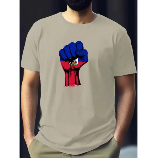 Haiti Men's T-shirts Casual Loose Round Neck Haitian Flag Short Sleeved Tops Tees Men's Clothing Oversized T shirts Streetwear