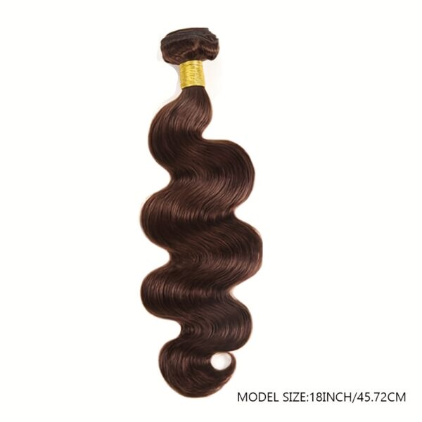 4Body Wave Bundle Chocolate Brown Human Hair Extensions, Dark Brown Double Weft Virgin Hair Weave, 90g Each, for Wome