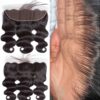 Men's Body Wave Human Hair Frontal - HD Transparent Lace, 150% Density with Natural Brown Bangs & Hair, 13x4 Lace Base for Natural Look - Compatible with All Light Beige Tones - Middle East Collection, Versatile Hairpiece, Stylish Hairpiece, Premium Hairp