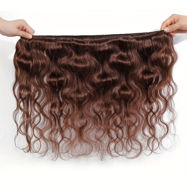 4Body Wave Bundle Chocolate Brown Human Hair Extensions, Dark Brown Double Weft Virgin Hair Weave, 90g Each, for Wome