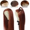 13x4 Reddish Brown Straight Human Hair Wig - Transparent Lace Front, Pre-Plucked, 150% Density, #33 Shade for Women, Elegant Style for All Ethnicities