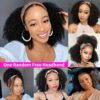 Afro Kinky Curly Human Hair Headband Wig for - 150% Density Brazilian Remy Hair, 100% Machine-Made Rose Net Cap, Natural Look & Versatile Styling for All Ethnicities, Hair Wig