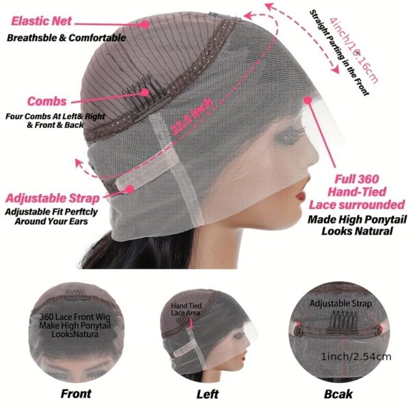 bee71f64-77f3-11f0-ba4c-0a580aa440d8.jpg 360° Body Wave Lace Front Wig for Women - 180% Density, Pre-Plucked HD Transparent 360° Frontal, 66.04 cm Natural Color Human Hair Wig with Baby Hair, Elegant Style, Beauty Accessory, Beauty Enhancement, Natural Look Hairpiece