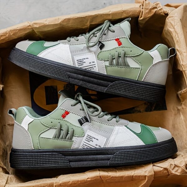 Men's Breathable Casual Skate Shoes - Slip-, Comfort Lace Up Sneakers with Durable Fabric and Stylish Contrast Designs, Vibrant Color Blocking for Year Round Use in Outdoor Activities, Jogging, Walking & Travel – Christmas Birthday Gift Idea, Versatile Mo