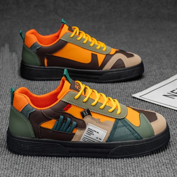 Men's Breathable Casual Skate Shoes - Slip-, Comfort Lace Up Sneakers with Durable Fabric and Stylish Contrast Designs, Vibrant Color Blocking for Year Round Use in Outdoor Activities, Jogging, Walking & Travel – Christmas Birthday Gift Idea, Versatile Mo