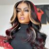 c76a5fc9f959516e093ba146b61758d9.jpg Women'S Brazilian Remy Human Hair Wig - Natural Look Body Wave with Red Highlights, Pre-Plucked Frontal Hairline, Density, Transparent Lace Front (13x4) - for Parties, Work, Everyday - Blonde Red Hair - Perfect Gift for Halloween, Birthdays, Anniversaries