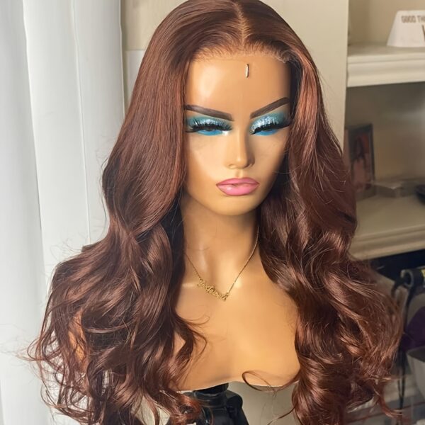 Women'S Chocolate Brown Body Wave Lace Front Wig - 13x6 HD Transparent Lace, 150% Density Human Hair, Natural Looking Basics Style for Everyday Use, Versatile Basics Wig | Chocolate Brown Wig | Realistic Appearance