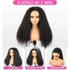 d2783247-17fd-40df-9cfe-9d4fb12f580f.jpg 180% Density Kinky Straight Human Hair Wig with Adjustable Drawstring 3-in-1 Half Wig, Rose Net Cap & Natural Hairline - Machine-Made for Women, All Ethnicities