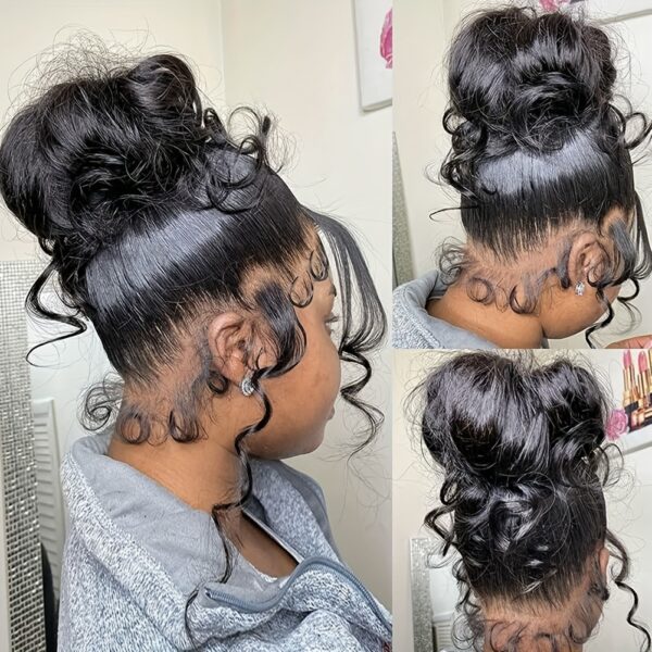 Elegant Body Wave 360 Lace Front Wigs for Women, Pre-Plucked Transparent Lace Frontal, Can Make High Ponytail and Bun, 150% Density Human Hair Wig