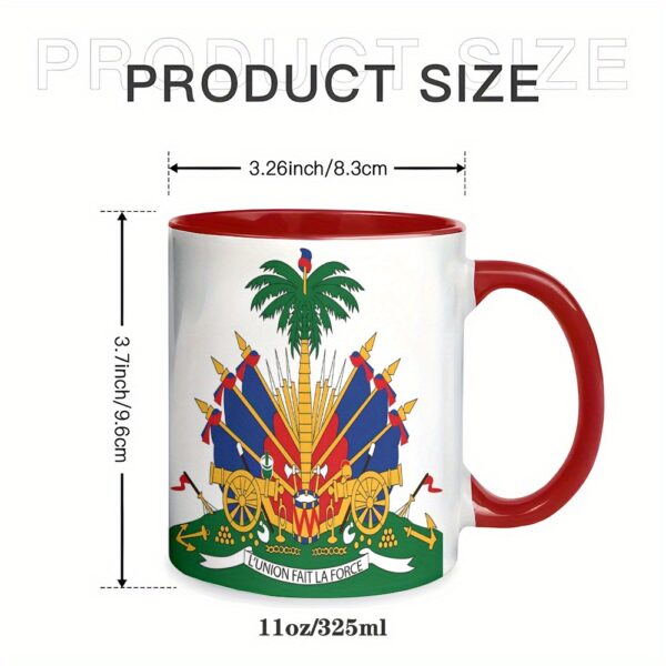 d6351535580344d2b50a99e29929059f-goods.jpeg 1pc 11oz Ceramic Coffee Mug with Haitian Flag & Coat of Arms Design - Vibrant Patriotic Red, Blue, Yellow Artwork, Reusable Gift for Husband, Dad, Son, Birthdays, Father’s Day, Hand Wash Only, Coffee Cup, Birthday Drinkware, National Pride Mug, Detailed I