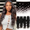 KIMO BEAUTY 4 Bundles Human Hair Extensions Virgin Hair Unprocessed Natural Black/Blonde/Red/Brown Waves (4 Colors Available) - 100% for Women, Clip-In/Ring/Rod/Sew-In, Volume & Length, No Chemicals, Multi-Texture Bundles