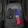 1pc Haitian Flag Wristband Keychain - Non-Braided Fabric Keyring, Patriotic Car Accessory, Personalized Gift for Men, Suitable for Various Keys - Ideal for Birthday, Christmas, Casual Use