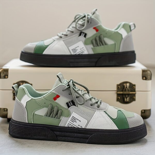 Men's Breathable Casual Skate Shoes - Slip-, Comfort Lace Up Sneakers with Durable Fabric and Stylish Contrast Designs, Vibrant Color Blocking for Year Round Use in Outdoor Activities, Jogging, Walking & Travel – Christmas Birthday Gift Idea, Versatile Mo