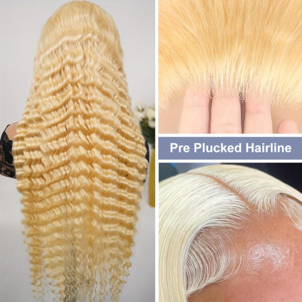 SISIFIRE 71.12cm 613 Blonde Deep Wave Lace Front Wig - 13x4 HD Lace, 200% Density Pre-Plucked Hairline Natural Look for Women, Elegant Curly Wig for All Ethnicities, Lace Wig, Versatile Hairpiece, Stylish Hairpiece, Protective Hairstyle, Beauty Accessory