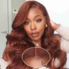9x6 HD Lace Front Wig Human Hair Glueless - Pre Plucked & Cut Brown/Red Color Transition, 150% Density Body Wave (Aubrun Brown) Lace Wigs with Hairline, No Glue Needed for Dark Beige Tones & Sensitive Scalp