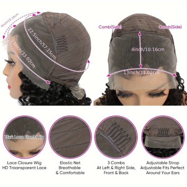 edbc5be6-4a5e-11f0-9124-0a580a6328b6.jpg 15.24 cm Brazilian Remy Bob Wig 13x4 - 180% Density Lace Front Wig with Blue & White Gemstone Accents, Elegant Human Hair Wig for Women, Versatile for Casual & Formal Events, Stylish Hairpiece, Highquality Hair