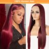 f5282ece-02ba-43b7-a577-fc3967c73963-2.jpg 13x4 Burgundy Straight Lace Front Wig - 150% Density Human Hair, Transparent Lace, Vibrant Red for Women, Elegant Style, Perfect for Everyday or Special Occasions, Everyday Wig Wear | Sleek Straight Wig | Full Voluminous Wig