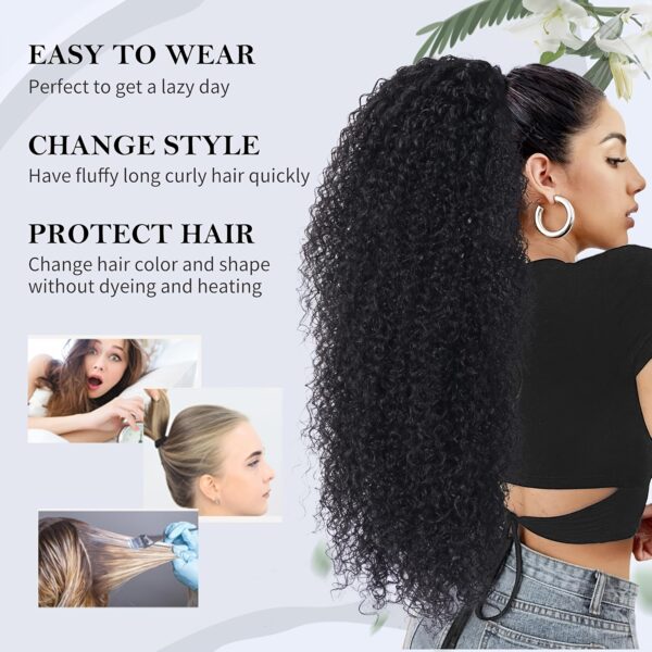 Women's Synthetic Afro Kinky Curly Ponytail Hairpiece with Drawstring Closure - Voluminous Curly Texture, Natural Look for, Daily & Party Hair Extension, Comfortable Pony Tail Hairstyle
