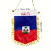Haiti National Flag - Double-Sided, Fringed Hanging Banner with Suction Cup for Car Rearview Mirror & Window Decor, Durable Polyester, 14.99x9.91 cm