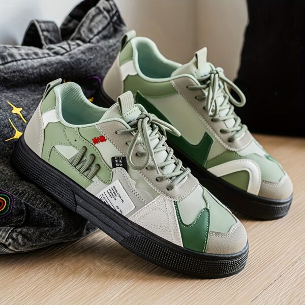 Men's Breathable Casual Skate Shoes - Slip-, Comfort Lace Up Sneakers with Durable Fabric and Stylish Contrast Designs, Vibrant Color Blocking for Year Round Use in Outdoor Activities, Jogging, Walking & Travel – Christmas Birthday Gift Idea, Versatile Mo