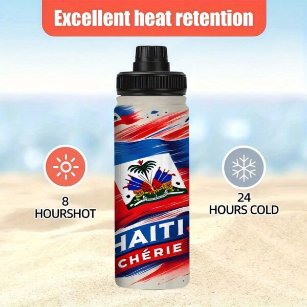 fc54146eaac14318a895a99f498450f9-goods.jpeg 1pc 20oz Stainless Steel Tumbler with Haiti Flag & Floral Design, Leak-Proof Lid, Reusable Coffee Cup for Office, Travel, Beach, Parties - Durable & Stylish Gift Idea, Travel Drinkware | Vibrant Tumbler | Durable Drinkware