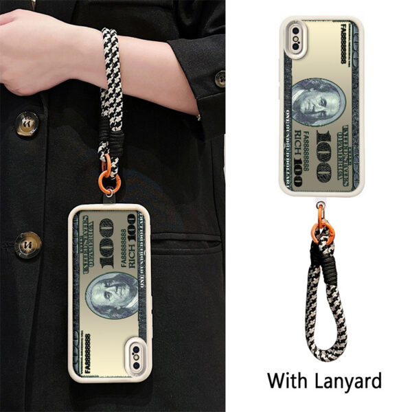 01c94e066dae4137ba3dde3df0416f1d-goods.jpeg 1 new 100 dollar bill pattern mobile phone case | Hundred Dollar Bill Pattern Phone Case | with Woven Lanyard | Anti-drop Durable Soft Edge| compatible with(iPhone X Xs)