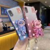 Pearl Wrist Strap Lanyard Magnetic Glitter Luxury Love Heart Bear Phone Holder Case for Compatible with iPhone XR Anti-knock Shock Proof Stand Mixed set Back Cover