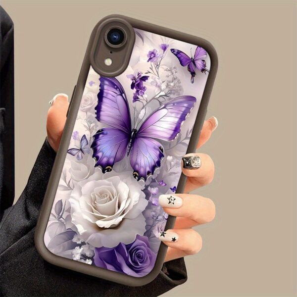 Suitable for iPhone XR phone case, purple butterfly design with texture, high-quality gift, dirt-resistant, lightweight, cute and stylish, anti-slip, soft and adorable, youthful, colorful, creative, versatile protection, perfect for friends, delicate mini