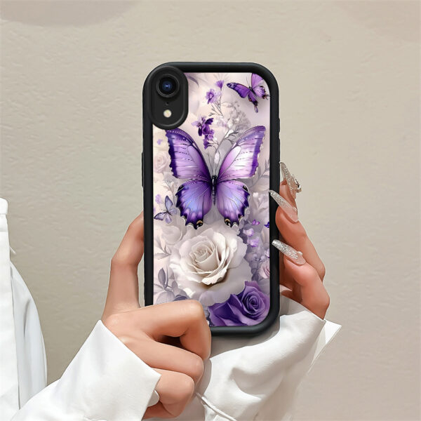Suitable for iPhone XR phone case, purple butterfly design with texture, high-quality gift, dirt-resistant, lightweight, cute and stylish, anti-slip, soft and adorable, youthful, colorful, creative, versatile protection, perfect for friends, delicate mini