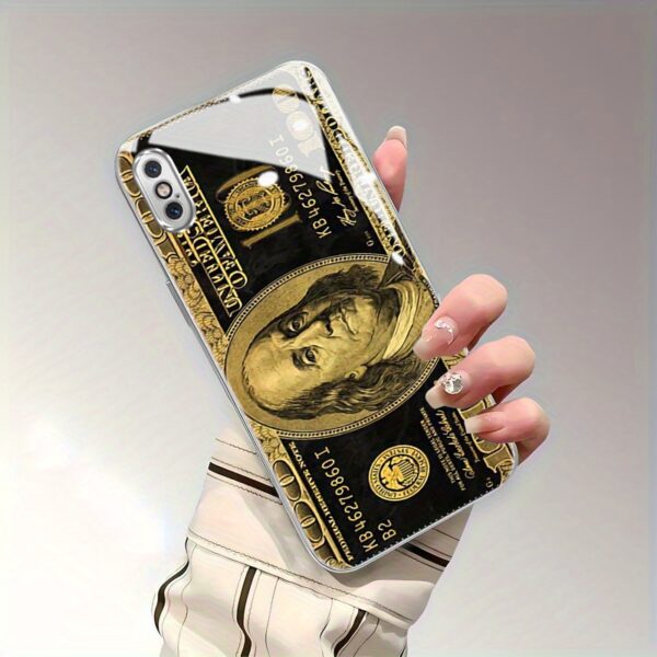 Dollar Case for iPhone X XR Xs Max 8 7 Plus 6s SE Electroplated Glass cass Shockproof Drop Protection Rugged Durable Cover Cellphone Protective Smartphone Casing